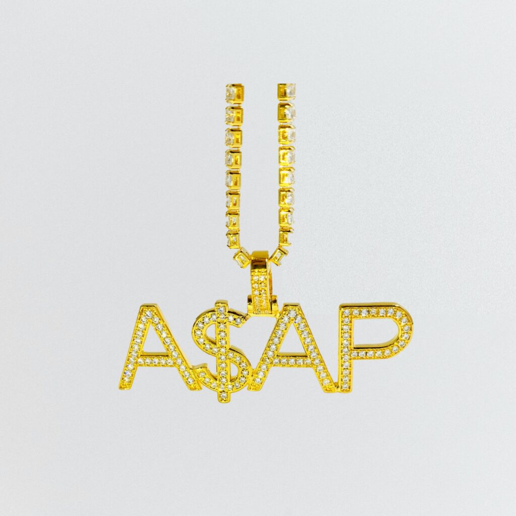 Custom iced-out hip hop style name pendant with baguette stones - Reliable jewelry factory China