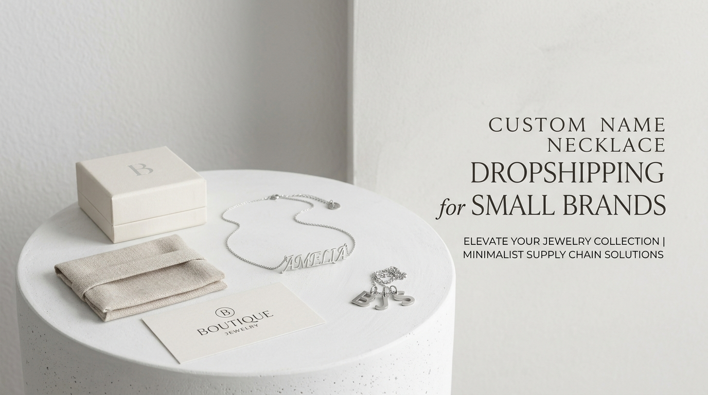 name necklace and initial neckalces with custom logo packaging for small brands