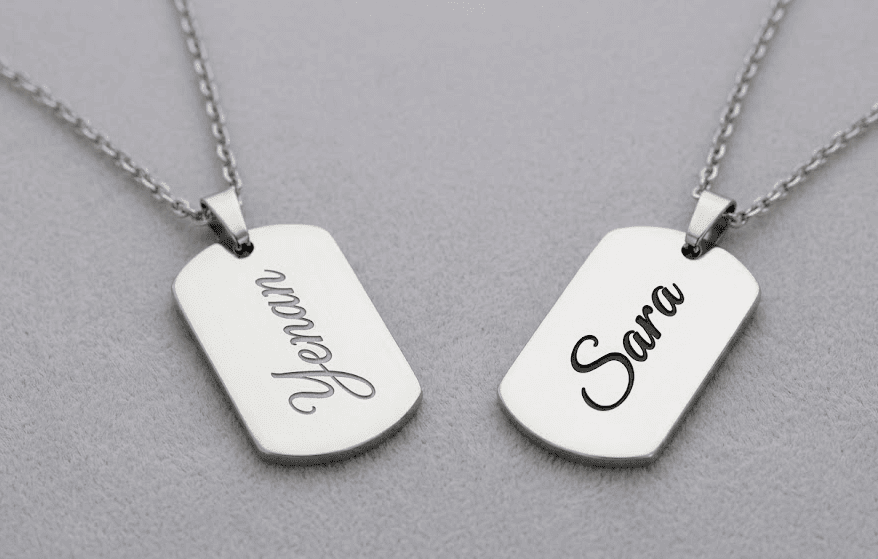 custom name tag necklace manufacturing for men in stainless steel