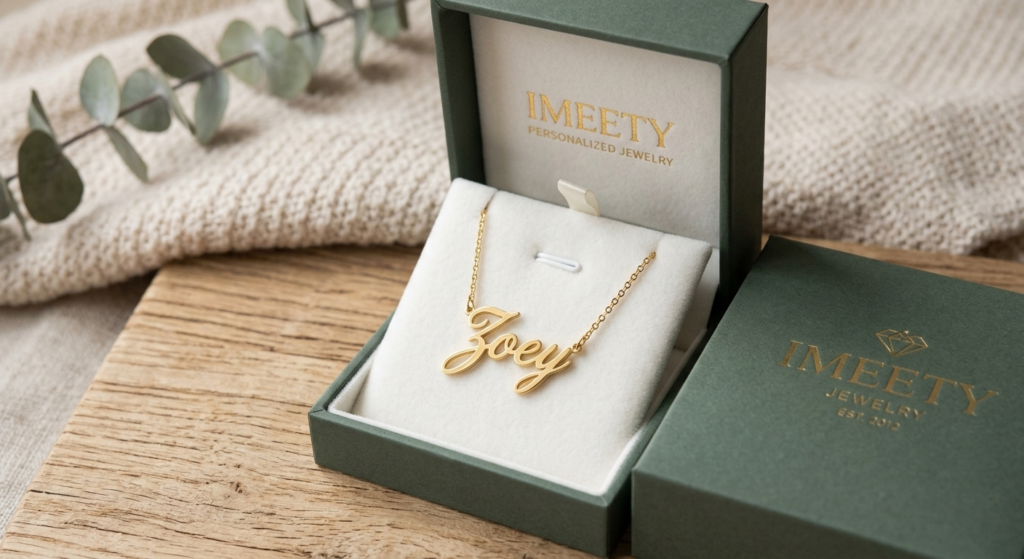 IMEETY custom jewelry with logo packaging put zoey name necklace